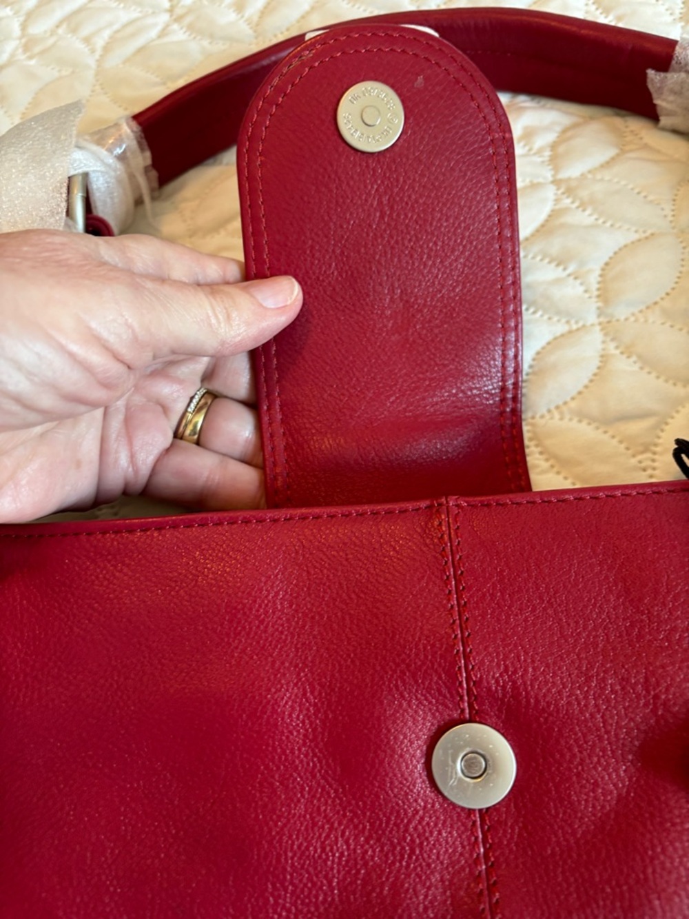 Red Leather Shoulder Bag - Picture 13 of 15
